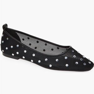 OPEN EDIT Lennox Rhinestone Mesh Ballet Flats